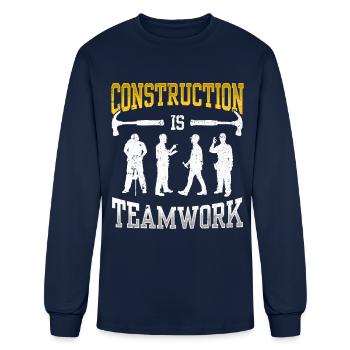 Construction Is Teamwork Site Worker - Men's Long Sleeve T-Shirt - navy - Front