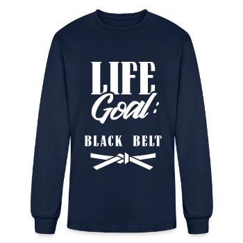 Life Goal: Black Belt MMA Martial Arts Belts - Men's Long Sleeve T-Shirt - navy - Front