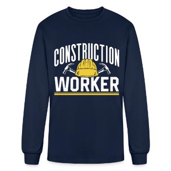 Construction Worker Teamwork Site - Men's Long Sleeve T-Shirt - navy - Front