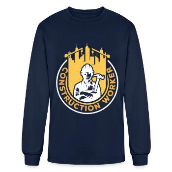 Construction Worker Teamwork Site - Men's Long Sleeve T-Shirt - navy - Front