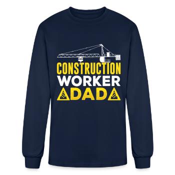 Construction Worker Dad Teamwork Site - Men's Long Sleeve T-Shirt - navy - Front