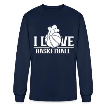 I Love Basketball Match Coach Player Team - Men's Long Sleeve T-Shirt - navy - Front