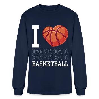 I Love Basketball Coach Team Player Match - Men's Long Sleeve T-Shirt - navy - Front