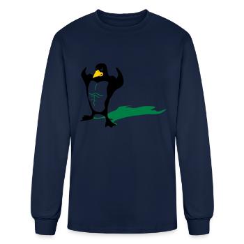 Hero Penguin - Men's Long Sleeve T-Shirt - navy - Front