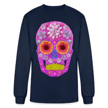 Flower Skull 2 - Men's Long Sleeve T-Shirt - navy - Front