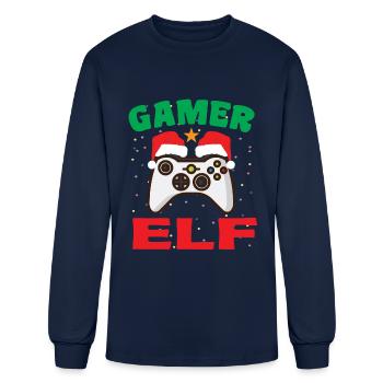 Gamer Elf - Men's Long Sleeve T-Shirt - navy - Front