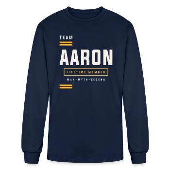 Team Aaron Lifetime Member Funny Name Aaron - Men's Long Sleeve T-Shirt - navy - Front