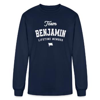 Team Benjamin Lifetime Member Funny Name Benjamin - Men's Long Sleeve T-Shirt - navy - Front