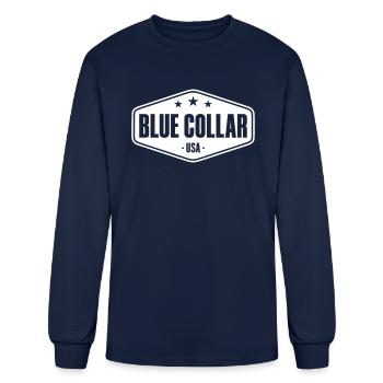Blue Collar Worker Mechanic Workwear Blue Collar - Men's Long Sleeve T-Shirt - navy - Front