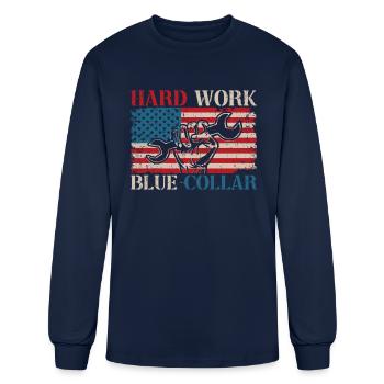 American Roughneck Mechanic Blue Collar Worker - Men's Long Sleeve T-Shirt - navy - Front