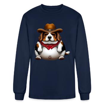 Fat Beagle Cowboy - Men's Long Sleeve T-Shirt - navy - Front