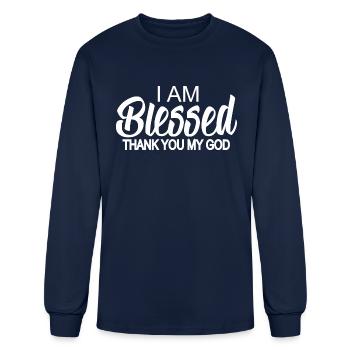 I am Blessed: Faith-Christian women-Blessed Life - Men's Long Sleeve T-Shirt - navy - Front