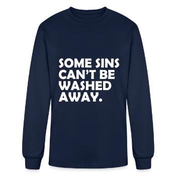 SOME SINS CAN´T BE WASHED AWAY - Men's Long Sleeve T-Shirt - navy - Front