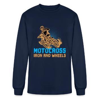 Motocross Iron And Wheels - Men's Long Sleeve T-Shirt - navy - Front