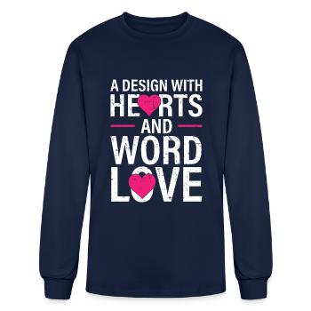 A design with hearts and word love - Men's Long Sleeve T-Shirt - navy - Front