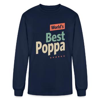 World's Best Poppa - Dad Grandpa - Men's Long Sleeve T-Shirt - navy - Front