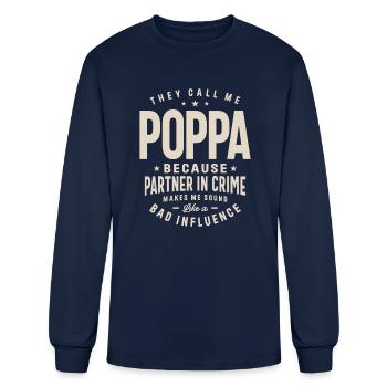 Poppa - Partner in Crime - Fathers Day - Men's Long Sleeve T-Shirt - navy - Front