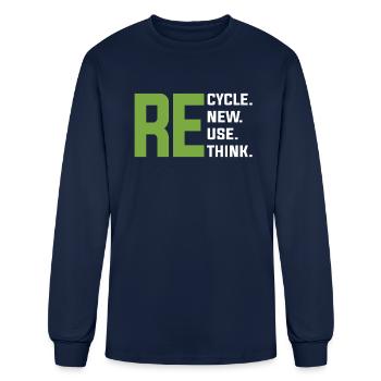 Recycle Reuse Renew Rethink - Earth Day - Men's Long Sleeve T-Shirt - navy - Front