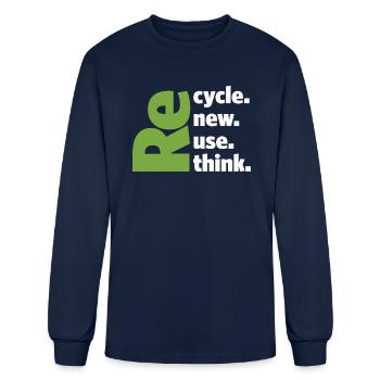 Earth Day - Recycle Reuse Renew Rethink - Men's Long Sleeve T-Shirt - navy - Front