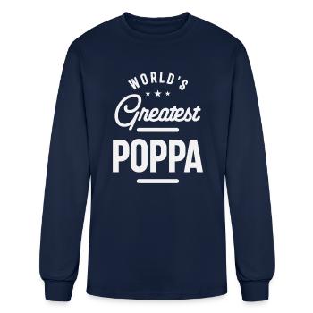 World's Greatest Poppa Funny Grandpa - Men's Long Sleeve T-Shirt - navy - Front