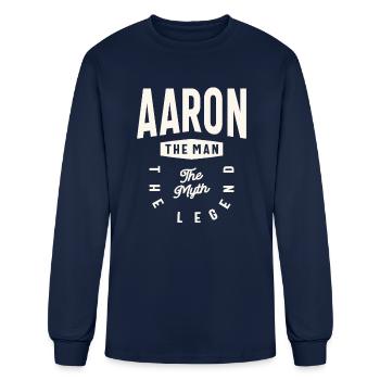 Aaron The Man Myth Legend Custom Name Aaron - Men's Long Sleeve T-Shirt - navy - Front