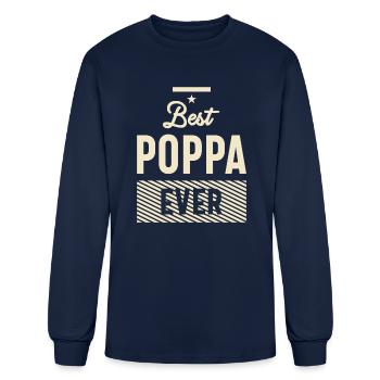 Best Poppa Ever - Dad Grandpa - Men's Long Sleeve T-Shirt - navy - Front