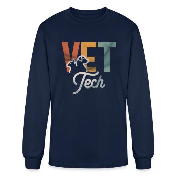 Funny Vet Tech Art Men Women Veterinarian - Men's Long Sleeve T-Shirt - navy - Front