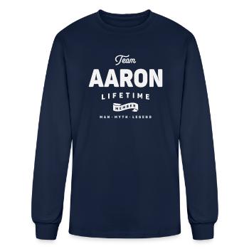 Team Aaron Lifetime Member Funny Name Aaron - Men's Long Sleeve T-Shirt - navy - Front