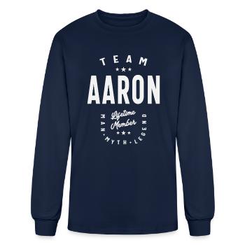 Team Aaron Lifetime Member Funny Name Aaron - Men's Long Sleeve T-Shirt - navy - Front
