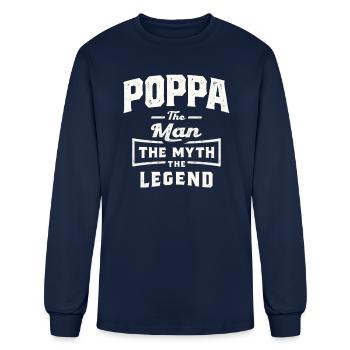Grandparents - Poppa Man Myth Legend - Men's Long Sleeve T-Shirt - navy - Front