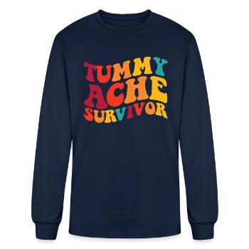 Tummy Ache Survivor Stomachache Funny Tummy Ache - Men's Long Sleeve T-Shirt - navy - Front