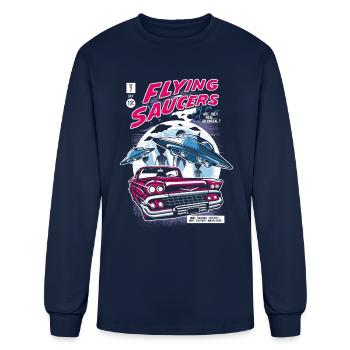 Flying Saucers Comic Book - Men's Long Sleeve T-Shirt - navy - Front
