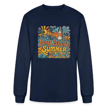 Long Island Summer - Groovy Style - Men's Long Sleeve T-Shirt - navy - Front