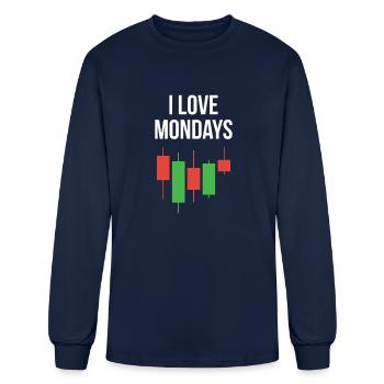 Stock market - I Love Mondays - Men's Long Sleeve T-Shirt - navy - Front