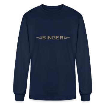 Vintage Singer Logo With Scrolls - Men's Long Sleeve T-Shirt - navy - Front