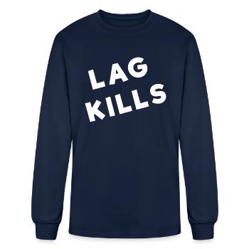 Lag Kills Funny Gamer Merch - Men's Long Sleeve T-Shirt - navy - Front