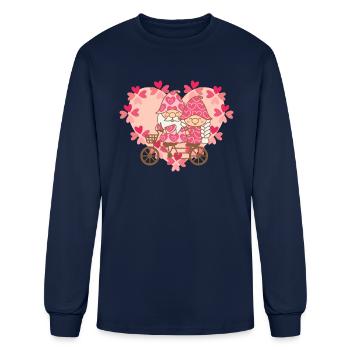 Gnomes Couple Retro Romantic Couples Love - Men's Long Sleeve T-Shirt - navy - Front