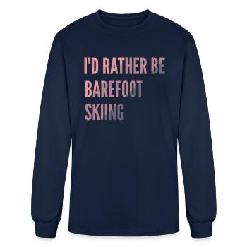 I d Rather Be Barefoot Skiing Water Skiing Lover - Men's Long Sleeve T-Shirt - navy - Front