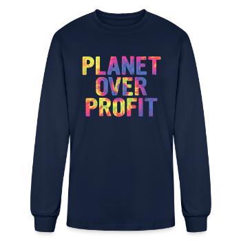 Planet Over Profit - Men's Long Sleeve T-Shirt - navy - Front