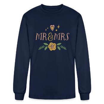 Mr and Mrs - Men's Long Sleeve T-Shirt - navy - Front