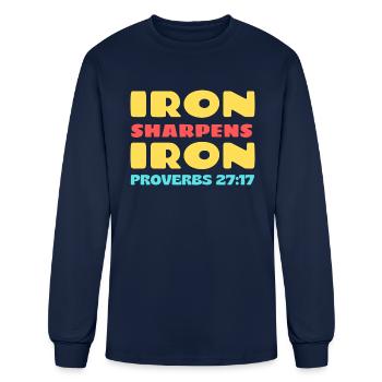 Iron Sharpens Iron nature - Men's Long Sleeve T-Shirt - navy - Front