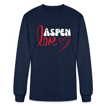 I Love Aspen. I Heart Aspen. Red Heart Valentine's - Men's Long Sleeve T-Shirt - navy - Front