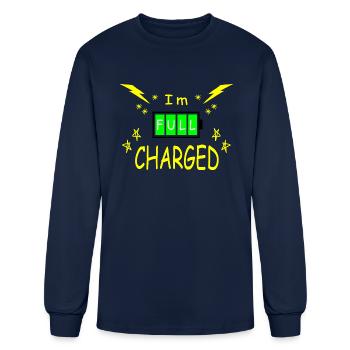 I m Full Charged - Men's Long Sleeve T-Shirt - navy - Front