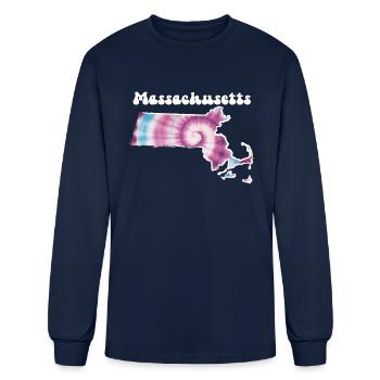 Massachusetts Tie Dye - Men's Long Sleeve T-Shirt - navy - Front