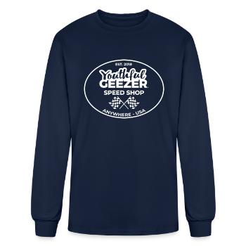 Youthful Geezer Speed Shop - Men's Long Sleeve T-Shirt - navy - Front