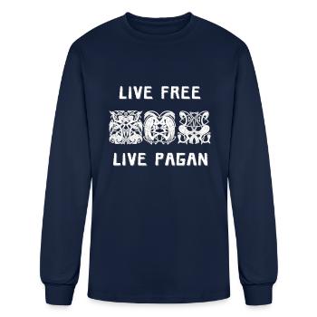LIVE FREE, LIVE PAGAN - Men's Long Sleeve T-Shirt - navy - Front