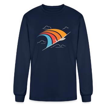 Retro Glider Pilot Soaring Plane Aviator - Men's Long Sleeve T-Shirt - navy - Front