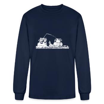 Corn chopper chopping corn harvester farmer - Men's Long Sleeve T-Shirt - navy - Front