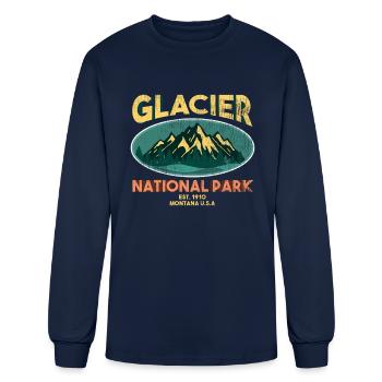Parc national des Glaciers Montana Montagnes - T-shirt à manches longues Homme - marine - Devant
