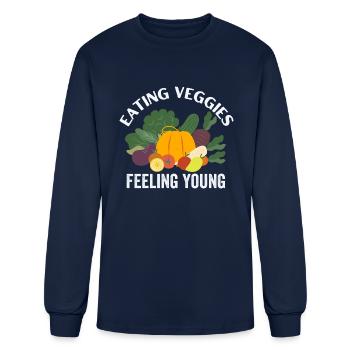 Eating Viggies Feeling Young - Men's Long Sleeve T-Shirt - navy - Front